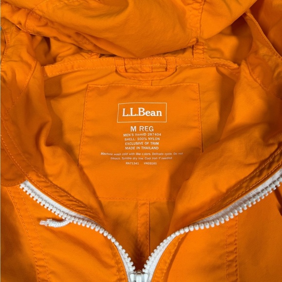 LL Bean Orange Pull Over Long Sleeve Nylon Light Weight Jacket Size Medium - Picture 7 of 9